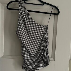 Abercrombie & Fitch One-Shoulder Houndstooth Dress